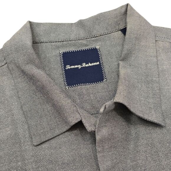 Tommy Bahama Men’s Large Gray Silk Short Sleeve Shirt - Picture 1 of 5